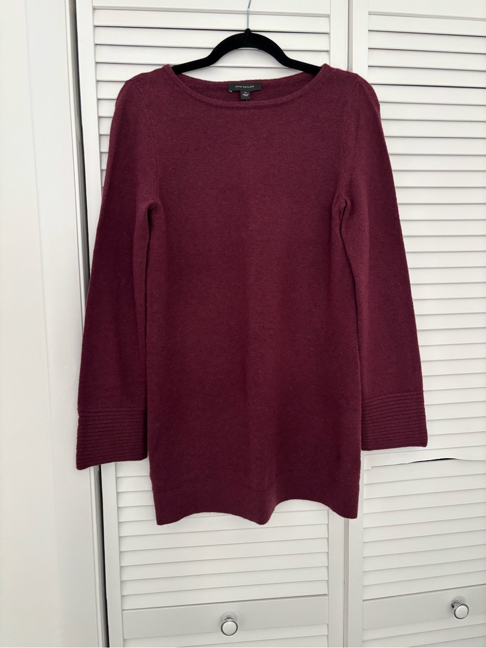Ann Taylor Burgundy Tunic Sweater